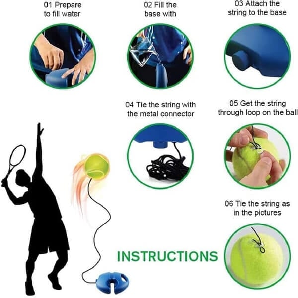 🎾 Draagbare tennis-trainingshouder | Met zand of water te vullen voet voor stabiliteit · Met draagkoord · Lichtgewicht en gemakkelijk mee te nemen | Voor persoonlijke training · In het park · Voor ouder-kind-activiteiten