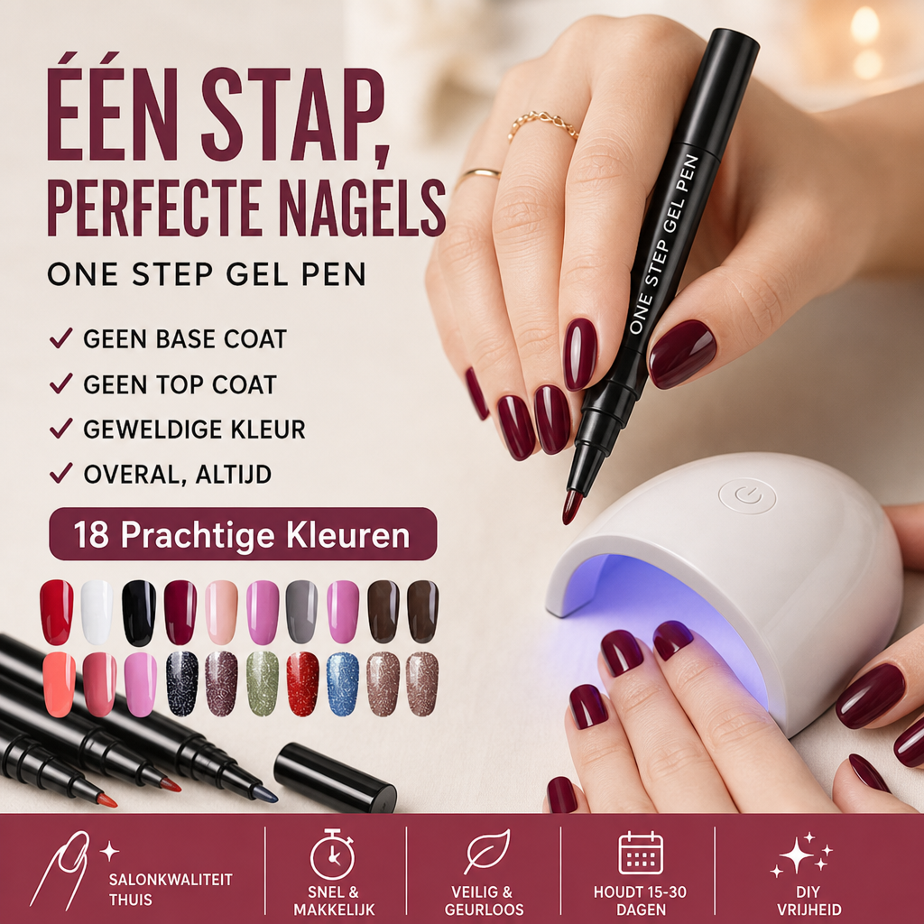 💅 KOOP 1, KRIJG 1 GRATIS! ✨ One Step Nail Gel Pen – Inclusief gratis mini UV-nagellamp – Geen basis- of topcoat nodig – perfect voor doe-het-zelf manicures onderweg 🎨💡✨