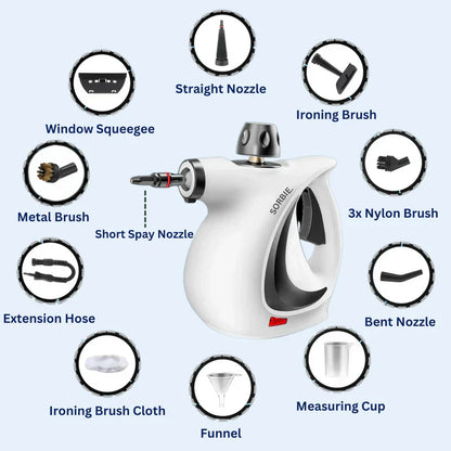 🧼 60% KORTING! 🚿 Handstoomreiniger – Drukverhogend, geschikt voor diverse oppervlakken & 12-delige set – Chemievrij, hygiënisch & grondige reiniging ✨