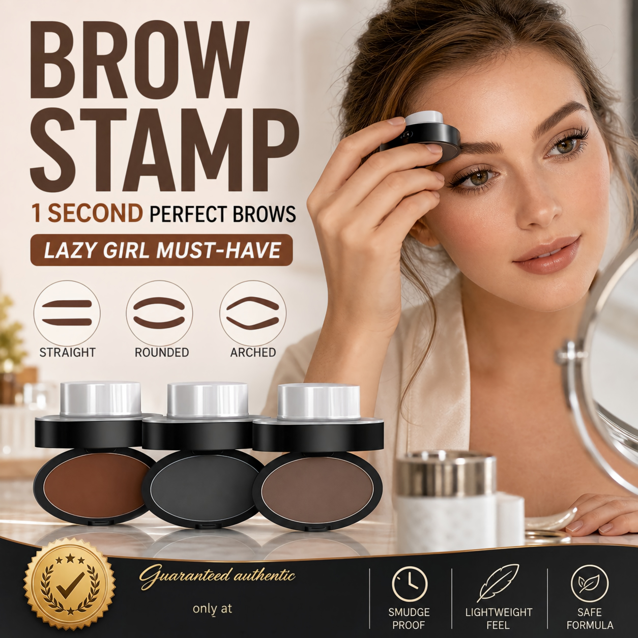 🔥 1+1 GRATIS 💖 50K+ Verkocht | Wenkbrauw Stempel Poeder Kit – Natuurlijke, Symmetrische Wenkbrauwen in Eén Druk | Waterproof tot 24U ✨