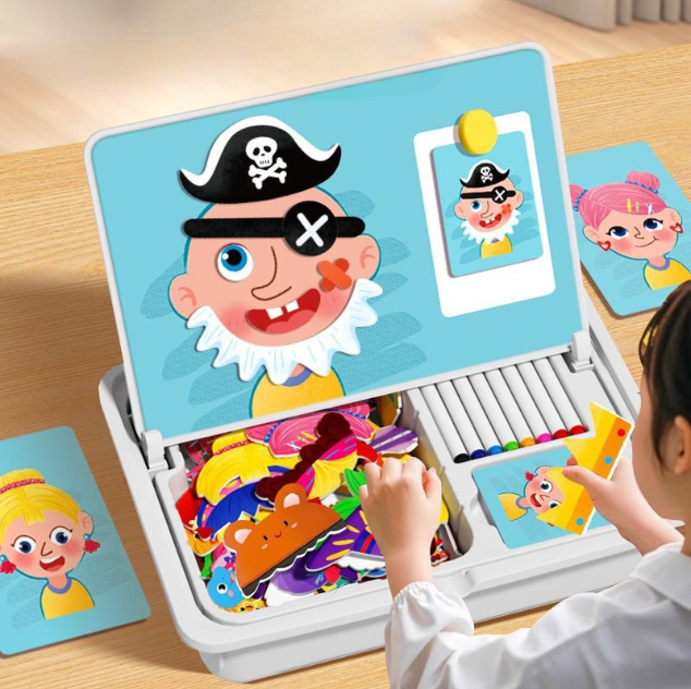 🧲 Magnetische Gezichtsdress-up Reisspel – Educatief Leerspeelgoed Dubbelzijdig voor Kleuters!