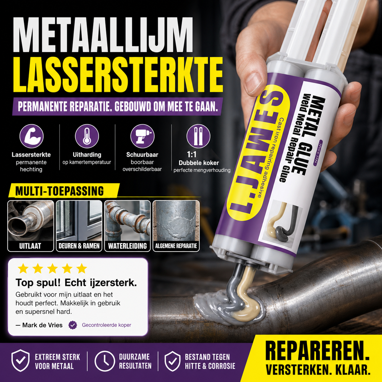 🔩 50% korting! Koud lasmiddel voor uitlaat & leiding – hittebestendig, slagvast en stopt lekkages voorgoed. Geen lassen nodig.