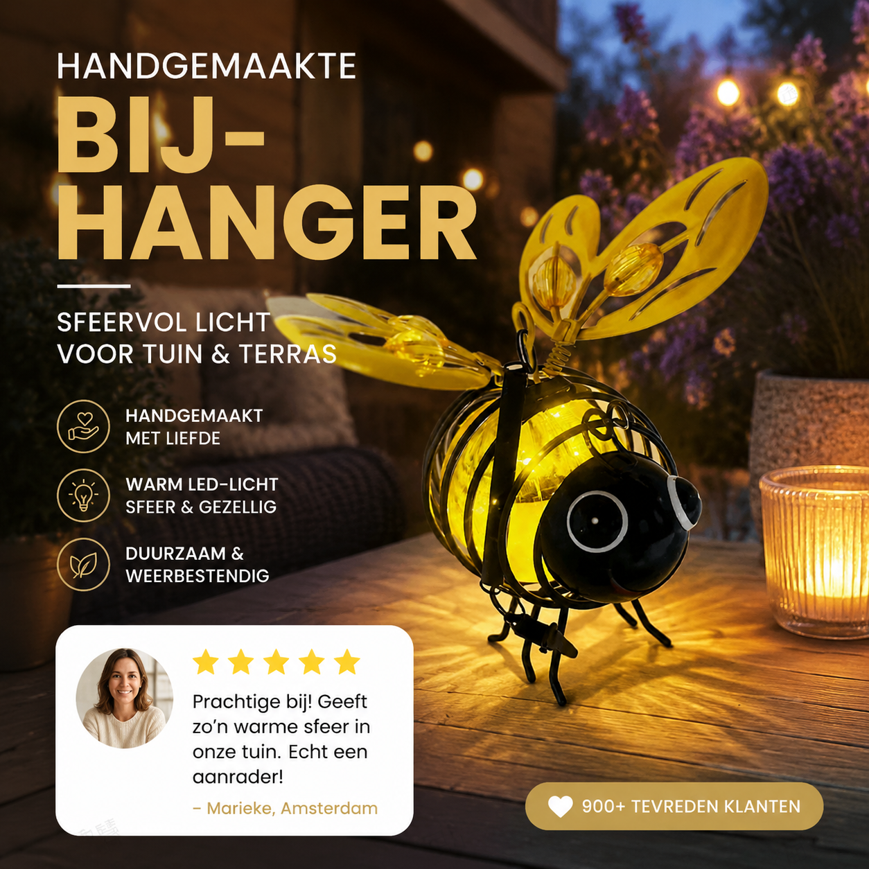 🐝 Buiten Hangend Zonne-energie Bij Licht - Het Perfecte Cadeau Voor Plantenliefhebbers, Mama's Of Iedereen Die Glimlacht❤️