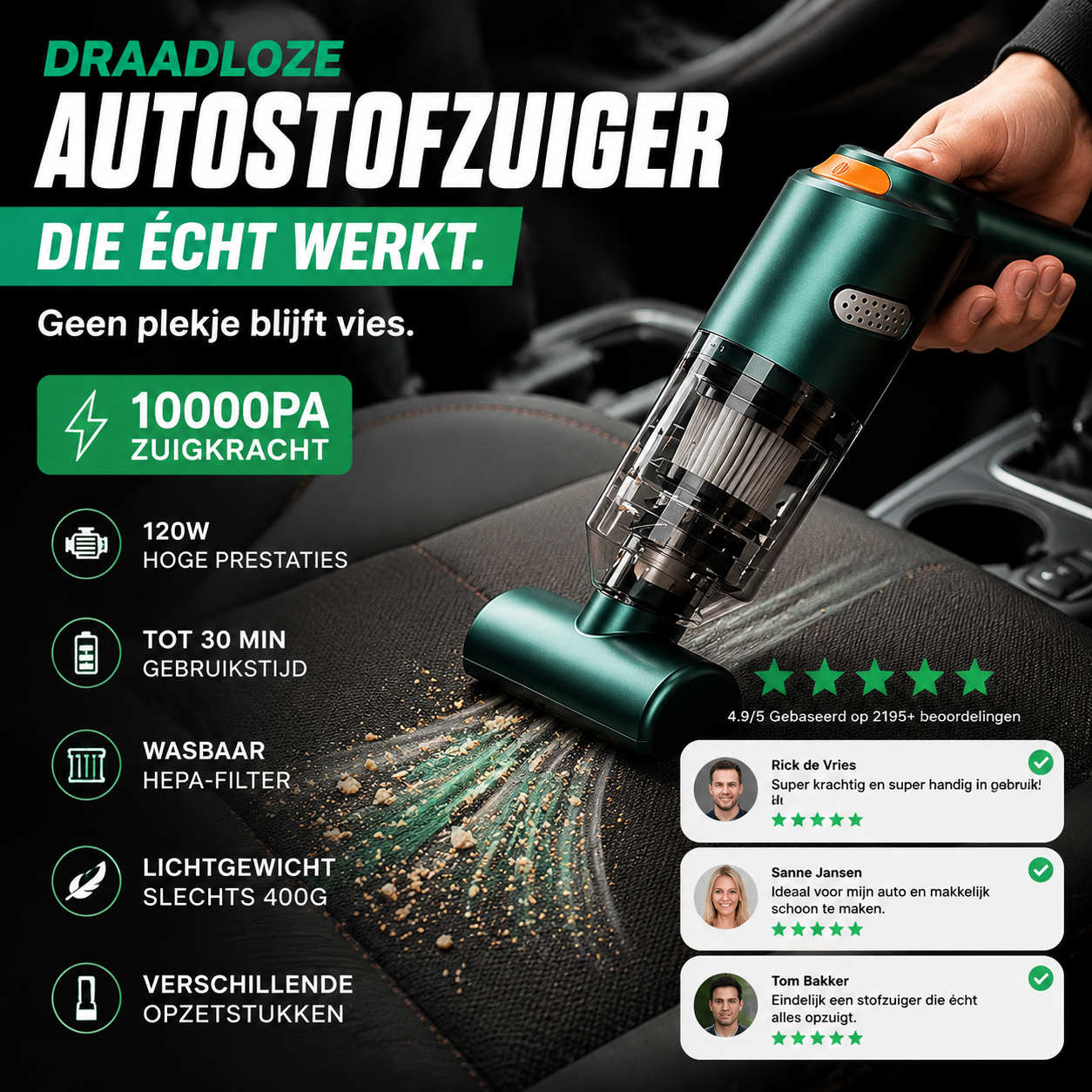 ⚡ Draadloze autostofzuiger die écht werkt. Geen plekje blijft vies. 🎯