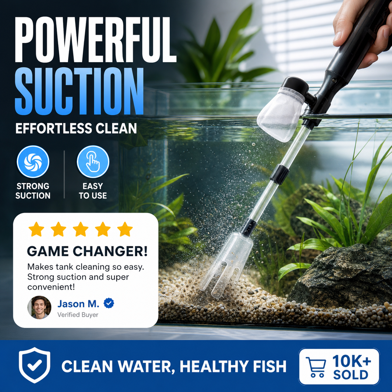 🎉50K+ VERKOCHT💧Elektrische aquariumgrindreiniger, automatische vuilzuiger zonder handmatig pompen