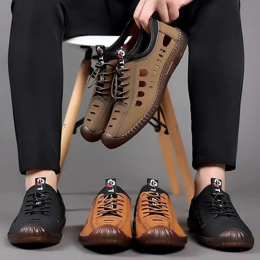 🥾 TIJDELIJKE AANBIEDING: 50% KORTING! ✨ Wandelschoenen zonder veters – zacht leer, ademend, antislip 🏔️