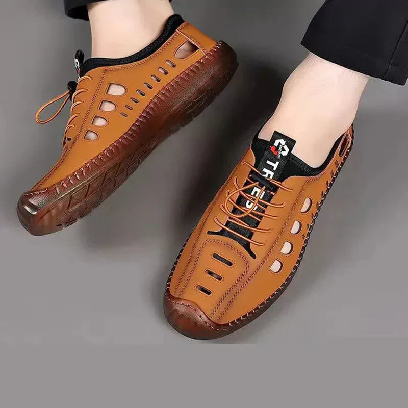 🥾 TIJDELIJKE AANBIEDING: 50% KORTING! ✨ Wandelschoenen zonder veters – zacht leer, ademend, antislip 🏔️