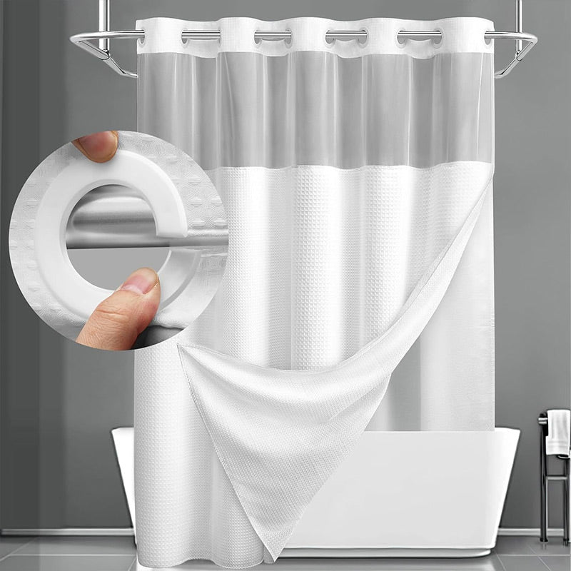 🛁💎 50% KORTING! Dubbel waterdicht, wafeltextuur design, en een transparant venster dat licht doorlaat maar jou verborgen houdt. Dit is geen gordijn, dit is een upgrade voor je hele badkamer.