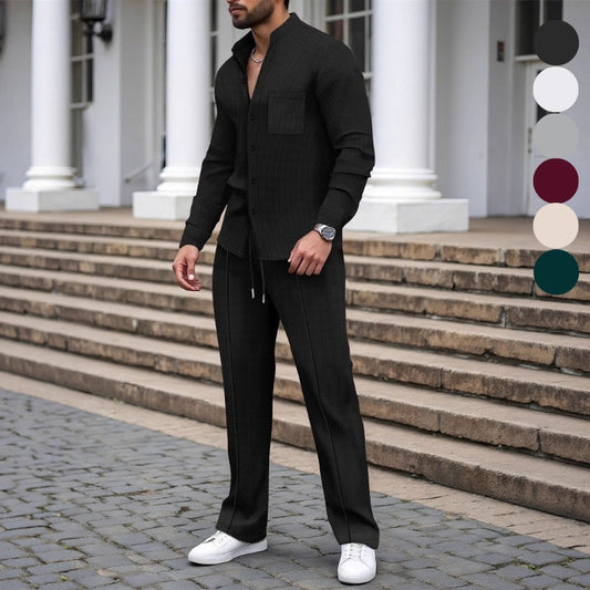 👕 60% KORTING! 👖 Heren 2-delige wafelstof set – Comfortabel om te dragen, ademend en veelzijdig 🍂
