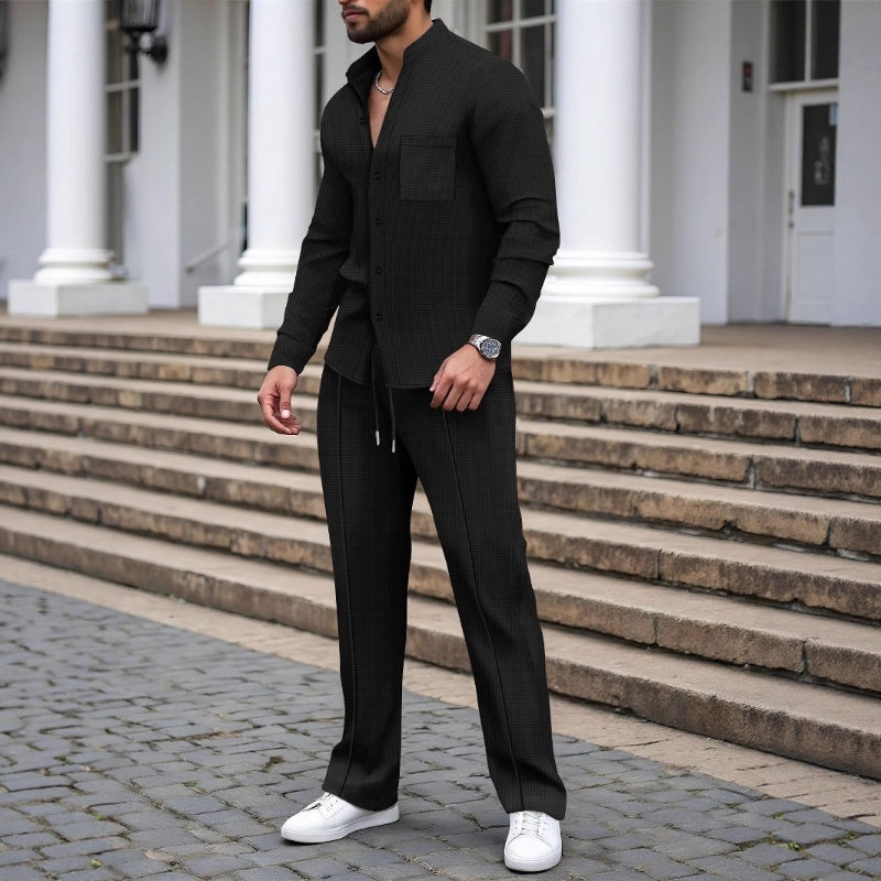 👕 60% KORTING! 👖 Heren 2-delige wafelstof set – Comfortabel om te dragen, ademend en veelzijdig 🍂