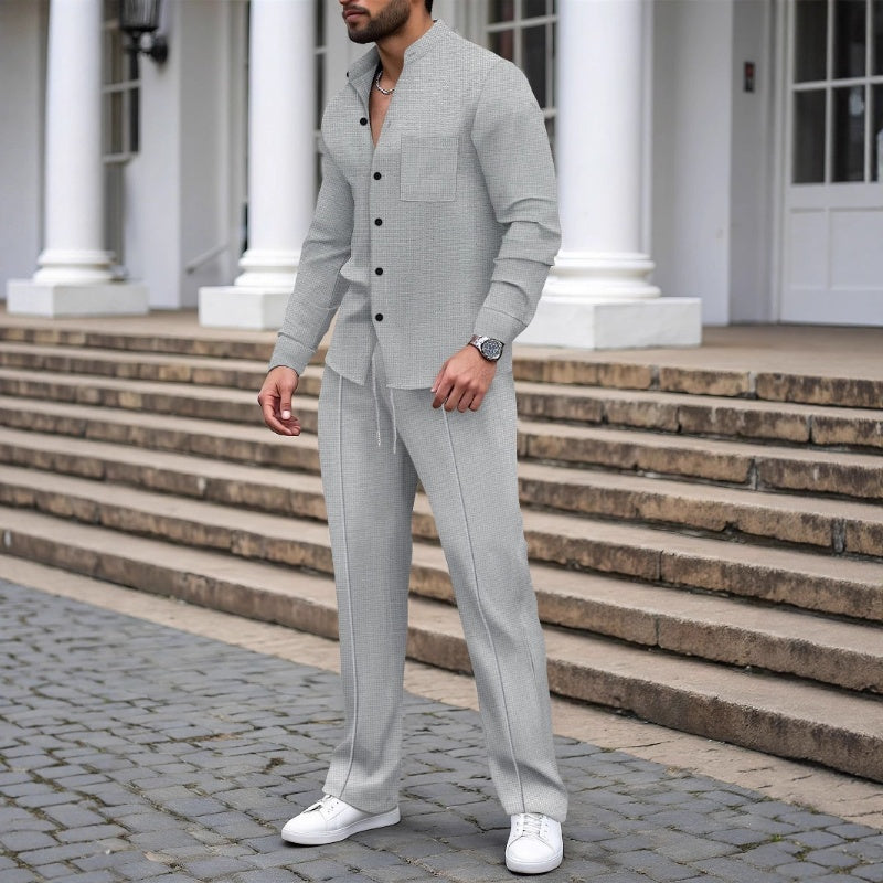 👕 60% KORTING! 👖 Heren 2-delige wafelstof set – Comfortabel om te dragen, ademend en veelzijdig 🍂