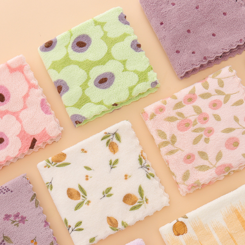 🔥Hot seller🔥5 stuks koraalkleurige flanellen vaatdoeken voor thuisgebruik