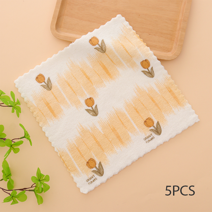 🔥Hot seller🔥5 stuks koraalkleurige flanellen vaatdoeken voor thuisgebruik