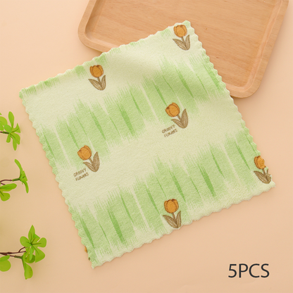 🔥Hot seller🔥5 stuks koraalkleurige flanellen vaatdoeken voor thuisgebruik