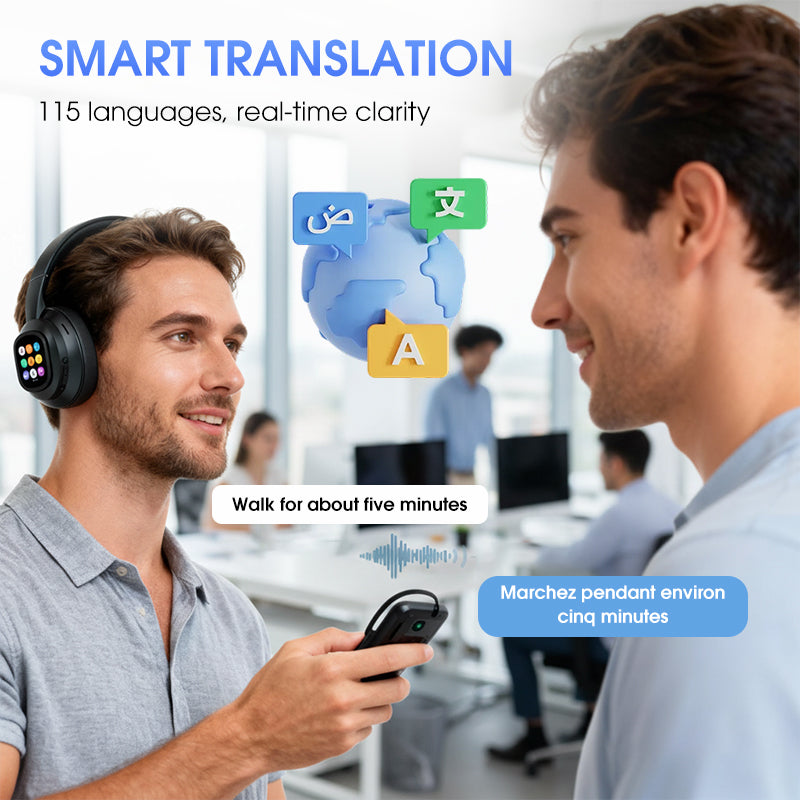 🎧 NU 60% KORTING! ✨ AI Bluetooth-hoofdtelefoon - Smart LCD-scherm en spraakassistent met eersteklas geluidskwaliteit voor muziek en gesprekken 📱✨