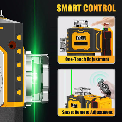 Hightech laserwaterpas ⚡ Variabele frequentiestraal zonder strooiing 🎯 Touchscreen-instelling voor dikkere lijnen, bediening met afstandsbediening, helder scherm – onmisbaar op de bouwplaats 🛠️