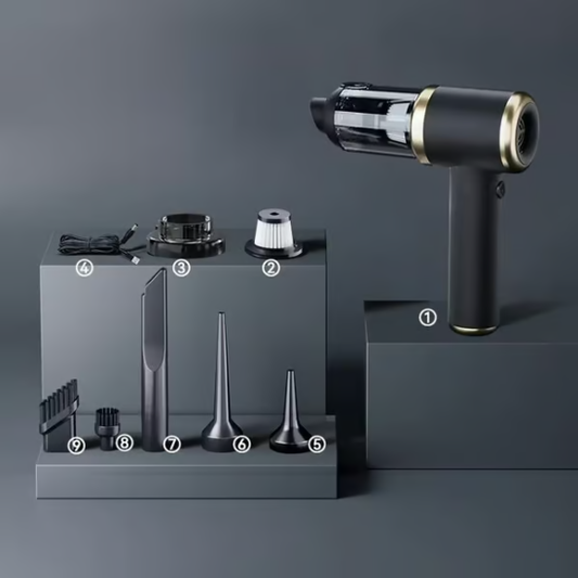 💨 Draagbare stofzuiger | Zuig- en blaasfunctie · Lange batterijduur · Slank en draagbaar · Compleet met accessoires