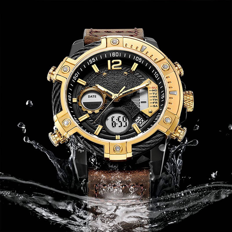 ⌚Multifunctioneel 3ATM waterdicht heren quartz sporthorloge met dubbel display