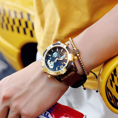 ⌚Multifunctioneel 3ATM waterdicht heren quartz sporthorloge met dubbel display