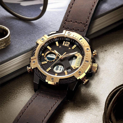 ⌚Multifunctioneel 3ATM waterdicht heren quartz sporthorloge met dubbel display