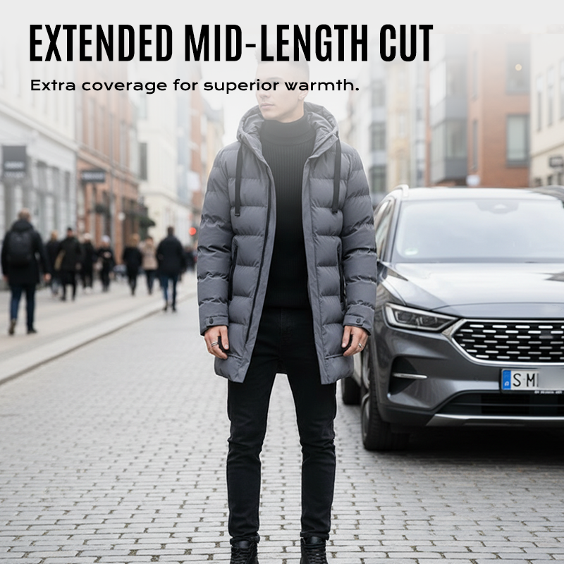 🔈🔈Handige winterproducten - 60% korting❄️Middellange donsjas voor heren met capuchon