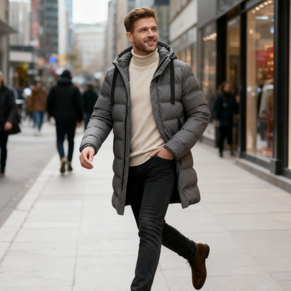 🔈🔈Handige winterproducten - 60% korting❄️Middellange donsjas voor heren met capuchon