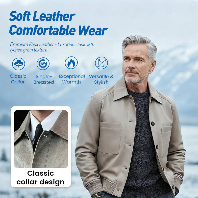 🧥 60% KORTING! 🔥 Herenjas van klassiek imitatieleer – modern silhouet, gewatteerde voering en trendy dagelijks gebruik ✨📦