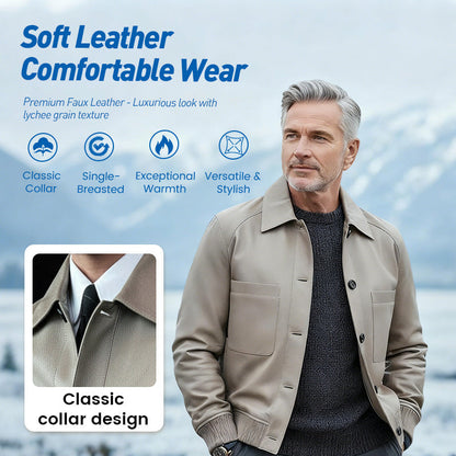 🧥 60% KORTING! 🔥 Herenjas van klassiek imitatieleer – modern silhouet, gewatteerde voering en trendy dagelijks gebruik ✨📦