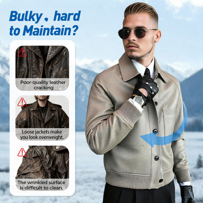 🧥 60% KORTING! 🔥 Herenjas van klassiek imitatieleer – modern silhouet, gewatteerde voering en trendy dagelijks gebruik ✨📦