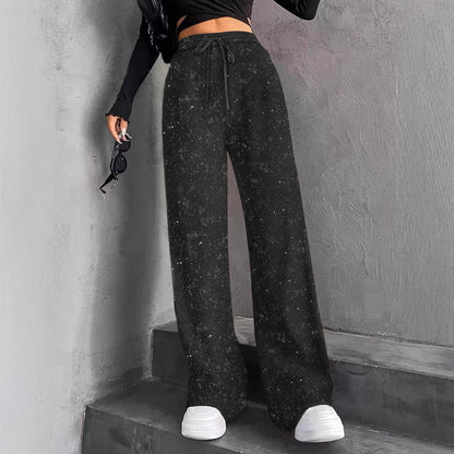 💖LAATSTE DAG UITVERKOOP 60% KORTING🥰Damesbroek met paillettenpatroon, wijde pijpen en elastische taille