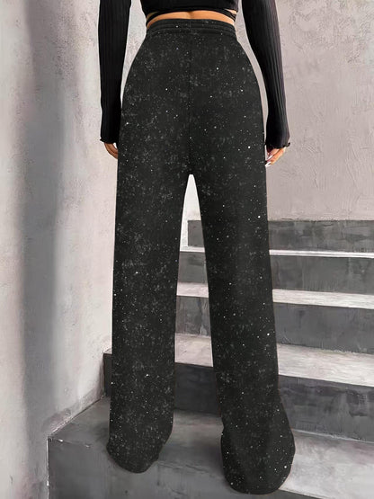 💖LAATSTE DAG UITVERKOOP 60% KORTING🥰Damesbroek met paillettenpatroon, wijde pijpen en elastische taille