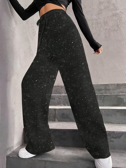 💖LAATSTE DAG UITVERKOOP 60% KORTING🥰Damesbroek met paillettenpatroon, wijde pijpen en elastische taille