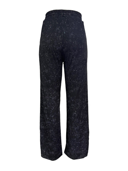 💖LAATSTE DAG UITVERKOOP 60% KORTING🥰Damesbroek met paillettenpatroon, wijde pijpen en elastische taille