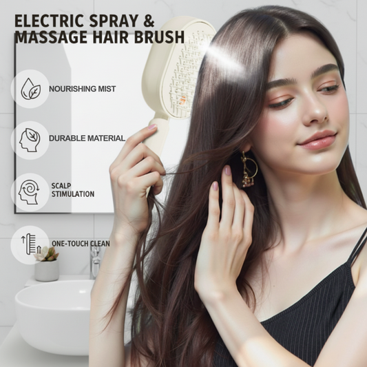 🥳2026 HOT SALE🥳💞50K+ VERKOCHT!💆‍♀️🔘50% KORTING! Elektrische haarborstel met spray & massage – Zacht ontwarren, voedende nevel. Zachte borstelharen, reiniging met één druk op de knop. ✨🪮