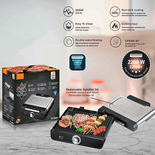 🔈🔈 Laatste dag korting - 60% KORTING 🔥2200W Smokeless Indoor Grill: Non-Stick, Adjustable Temp & Easy Clean! 🍖🏡