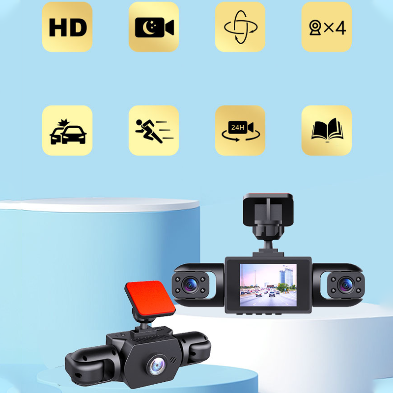 🚗 NU 60% KORTING! 📹 Dashcam voor in de auto met 4 lenzen en 360°-zicht – rondom opnemen, nachtzicht en loopopname ⚡