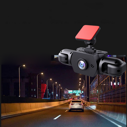 🚗 NU 60% KORTING! 📹 Dashcam voor in de auto met 4 lenzen en 360°-zicht – rondom opnemen, nachtzicht en loopopname ⚡