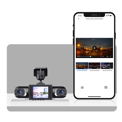 🚗 NU 60% KORTING! 📹 Dashcam voor in de auto met 4 lenzen en 360°-zicht – rondom opnemen, nachtzicht en loopopname ⚡