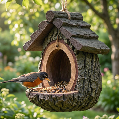 🔥60% KORTING! 🐦 NIEUWE AANWINSTEN 2026 – Vogelvoederhuisje voor buiten met realistisch boomstronkontwerp | Tuindecoratie & natuurreservaat in één! 🌿✨