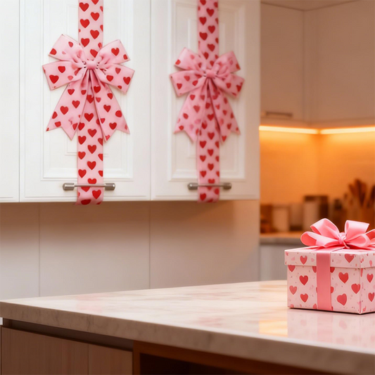 Zelfklevende achterkant, grote 3D-strik ❤️ Elegant hartvormig lint | Gemakkelijk af te scheuren en op te plakken ✨ Een must-have voor kerstversieringen