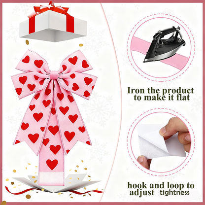 Zelfklevende achterkant, grote 3D-strik ❤️ Elegant hartvormig lint | Gemakkelijk af te scheuren en op te plakken ✨ Een must-have voor kerstversieringen