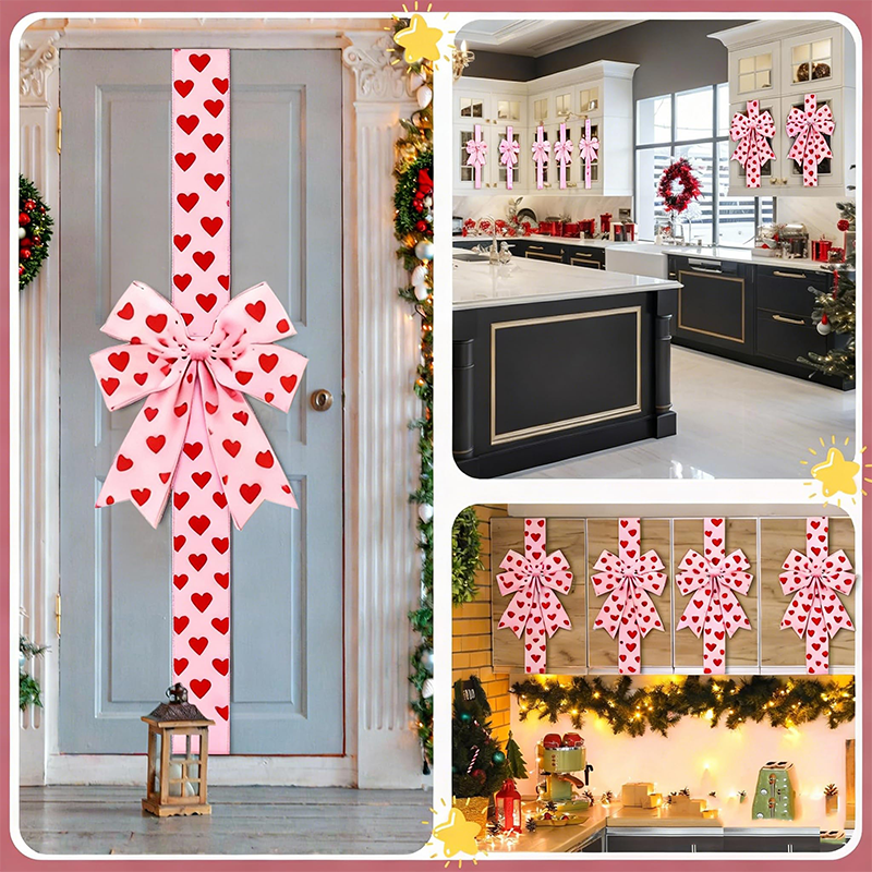 Zelfklevende achterkant, grote 3D-strik ❤️ Elegant hartvormig lint | Gemakkelijk af te scheuren en op te plakken ✨ Een must-have voor kerstversieringen