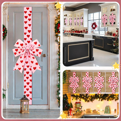 Zelfklevende achterkant, grote 3D-strik ❤️ Elegant hartvormig lint | Gemakkelijk af te scheuren en op te plakken ✨ Een must-have voor kerstversieringen