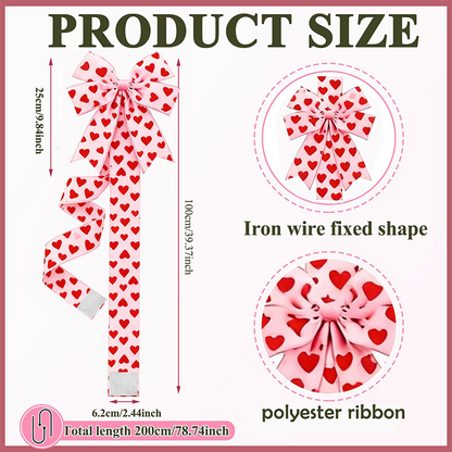 Zelfklevende achterkant, grote 3D-strik ❤️ Elegant hartvormig lint | Gemakkelijk af te scheuren en op te plakken ✨ Een must-have voor kerstversieringen