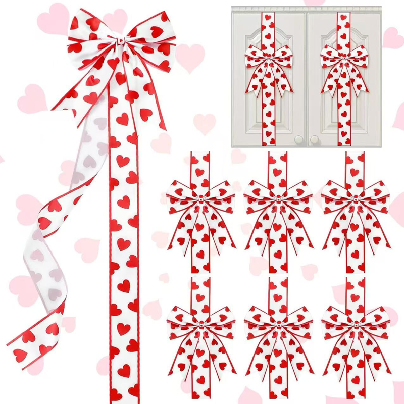 Zelfklevende achterkant, grote 3D-strik ❤️ Elegant hartvormig lint | Gemakkelijk af te scheuren en op te plakken ✨ Een must-have voor kerstversieringen