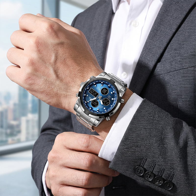 📢📢60% KORTING!! ⏰ Waterdicht militair analoog-digitaal herenhorloge – 48 mm, multifunctioneel & roestvrijstalen band! 🕰️💪