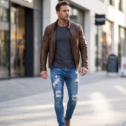 👖 60% KORTING! 🔥 Stijlvolle skinny jeans met een verwassen look voor heren – Slim fit, ademend katoen en stoere scheurdetails