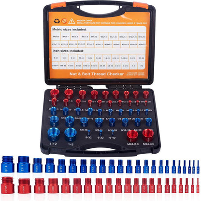 50% KORTING – Dubbelzijdige Schroefdraadmeter – Voor het Controleren van Moeren & Bouten – Metrisch & Inch