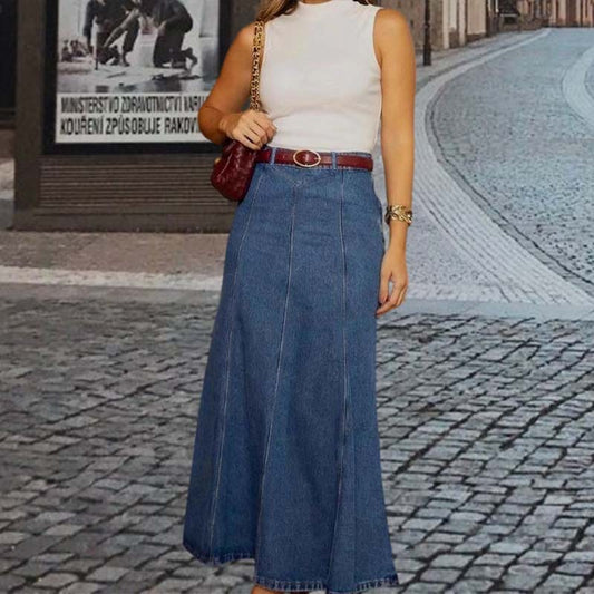 👗 NU 60% KORTING! ✨ Dames maxi-rok van denim met hoge taille en A-lijn model – flatterende pasvorm, rekbaar comfort en veelzijdige stijl 👖