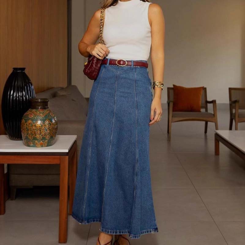 👗 NU 60% KORTING! ✨ Dames maxi-rok van denim met hoge taille en A-lijn model – flatterende pasvorm, rekbaar comfort en veelzijdige stijl 👖